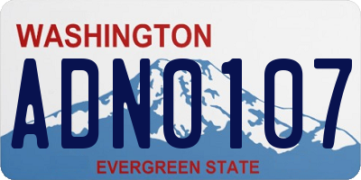 WA license plate ADN0107