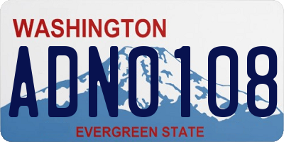 WA license plate ADN0108