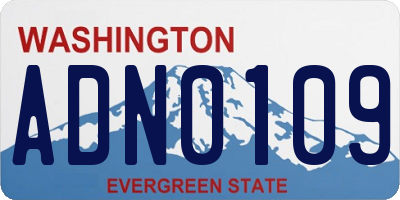 WA license plate ADN0109