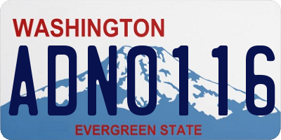WA license plate ADN0116