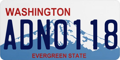 WA license plate ADN0118