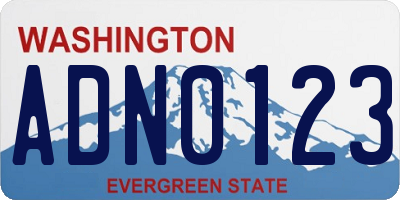 WA license plate ADN0123
