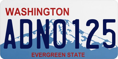 WA license plate ADN0125