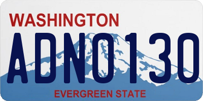 WA license plate ADN0130