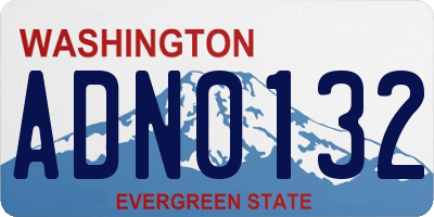 WA license plate ADN0132