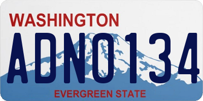 WA license plate ADN0134