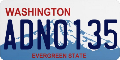 WA license plate ADN0135