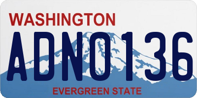 WA license plate ADN0136