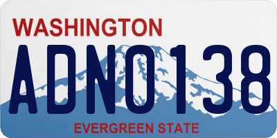 WA license plate ADN0138