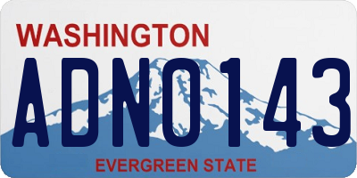 WA license plate ADN0143