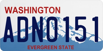 WA license plate ADN0151