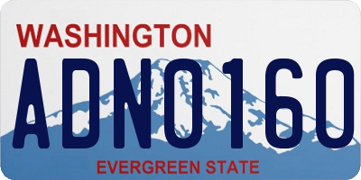 WA license plate ADN0160