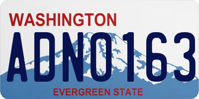 WA license plate ADN0163