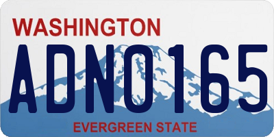 WA license plate ADN0165