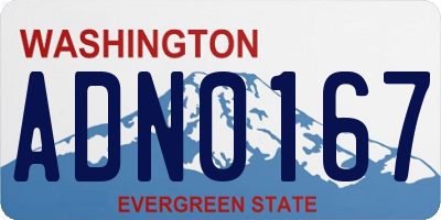WA license plate ADN0167