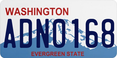 WA license plate ADN0168