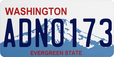 WA license plate ADN0173