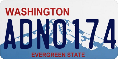 WA license plate ADN0174