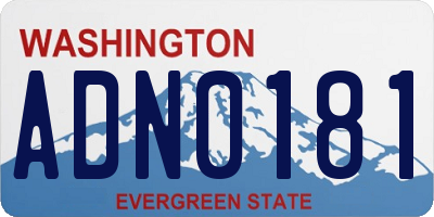 WA license plate ADN0181