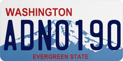 WA license plate ADN0190