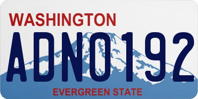 WA license plate ADN0192