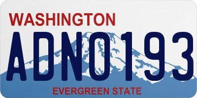 WA license plate ADN0193