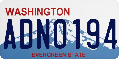 WA license plate ADN0194