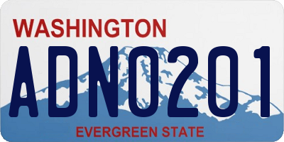 WA license plate ADN0201