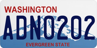 WA license plate ADN0202