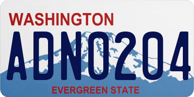WA license plate ADN0204