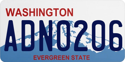 WA license plate ADN0206