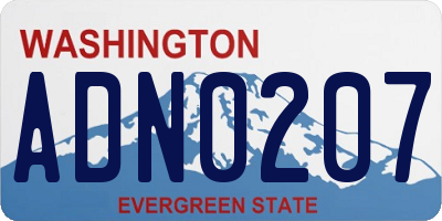 WA license plate ADN0207