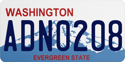 WA license plate ADN0208