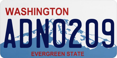 WA license plate ADN0209