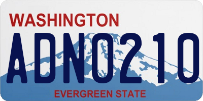 WA license plate ADN0210