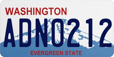 WA license plate ADN0212