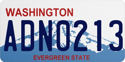 WA license plate ADN0213