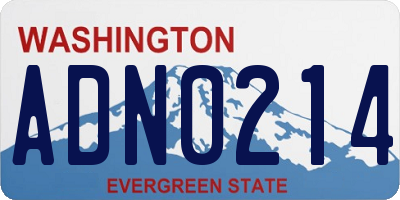WA license plate ADN0214