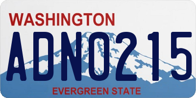 WA license plate ADN0215
