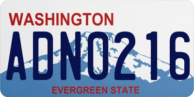 WA license plate ADN0216