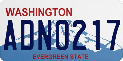 WA license plate ADN0217