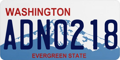 WA license plate ADN0218