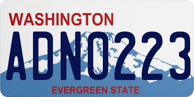 WA license plate ADN0223