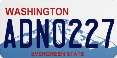WA license plate ADN0227
