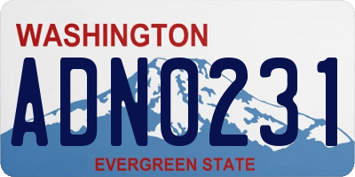 WA license plate ADN0231