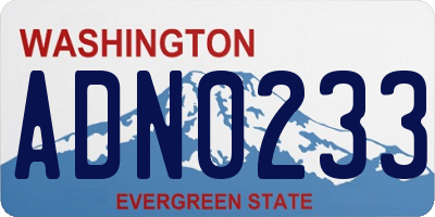 WA license plate ADN0233