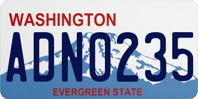 WA license plate ADN0235