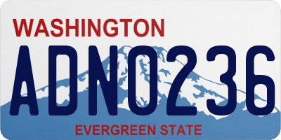WA license plate ADN0236