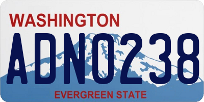 WA license plate ADN0238