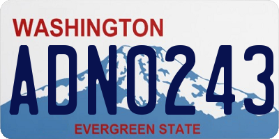 WA license plate ADN0243